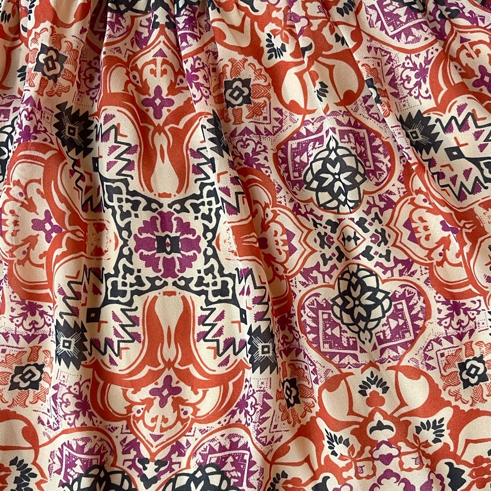 Vanessa Virginia “Day Tripper” Printed Smocked Waist Dress Size S - Picture 6 of 16